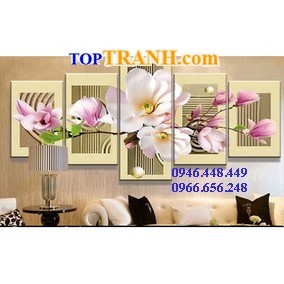 Tranh gắn đá mộc lan hồng